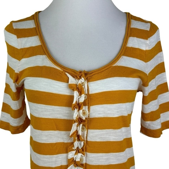 Old Navy Petite Striped Half Sleeve Ruffle Front Blouse Women's Junior Large - Picture 3 of 8